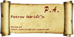 Petrov Adrián névjegykártya