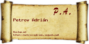 Petrov Adrián névjegykártya